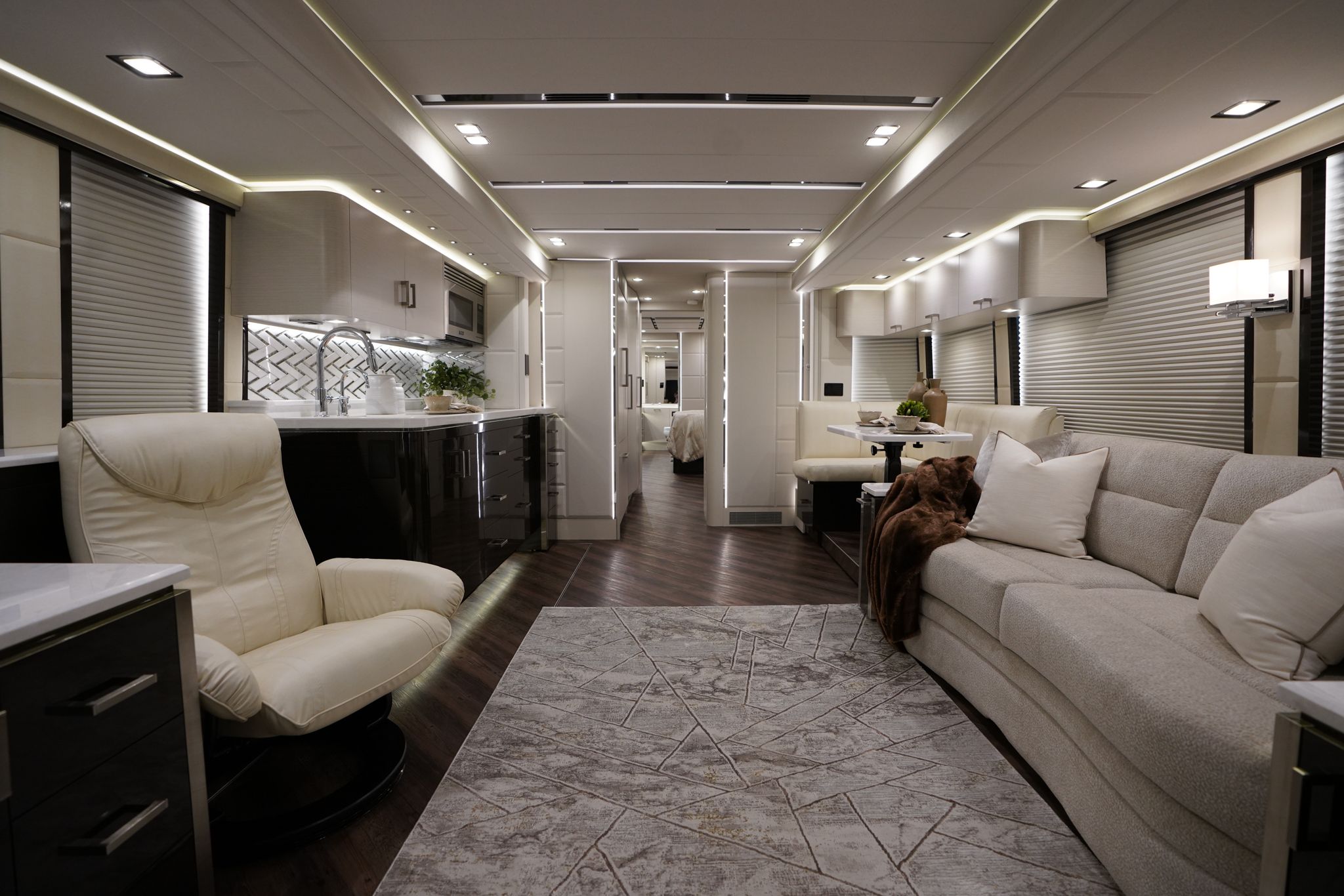 A luxurious, high-class coach interior